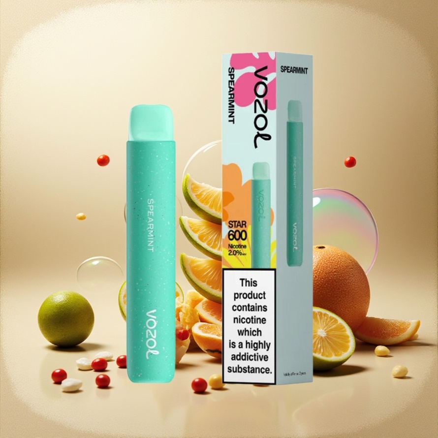 VOZOL STAR 600 Engångs Vape Gröna Mynta 2ML 600 Puffar 500mAh svensk grossist