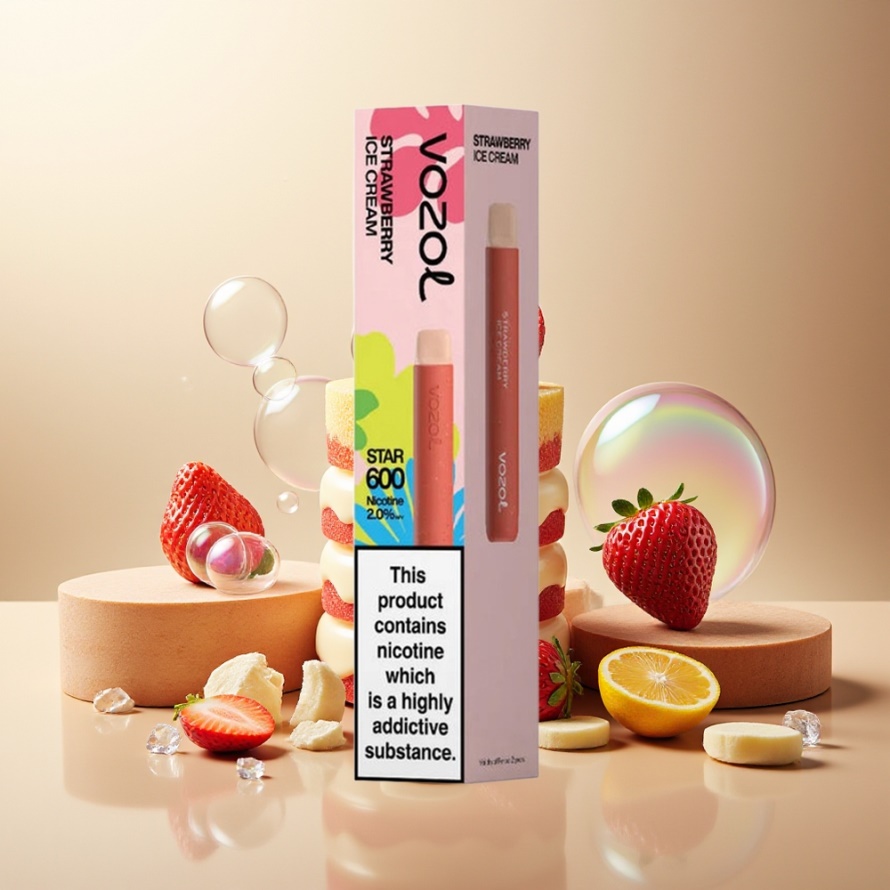 VOZOL STAR 600 Engångs Vape Jordgubb Glass 2ML 500mAh 600 Puff svensk grossist