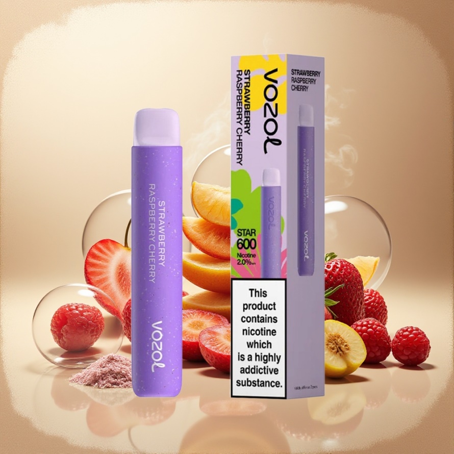 VOZOL STAR 600 Engångs Vape Jordgubb Hallon Körsbär 2ML 500mAh 600 puff svensk grossist