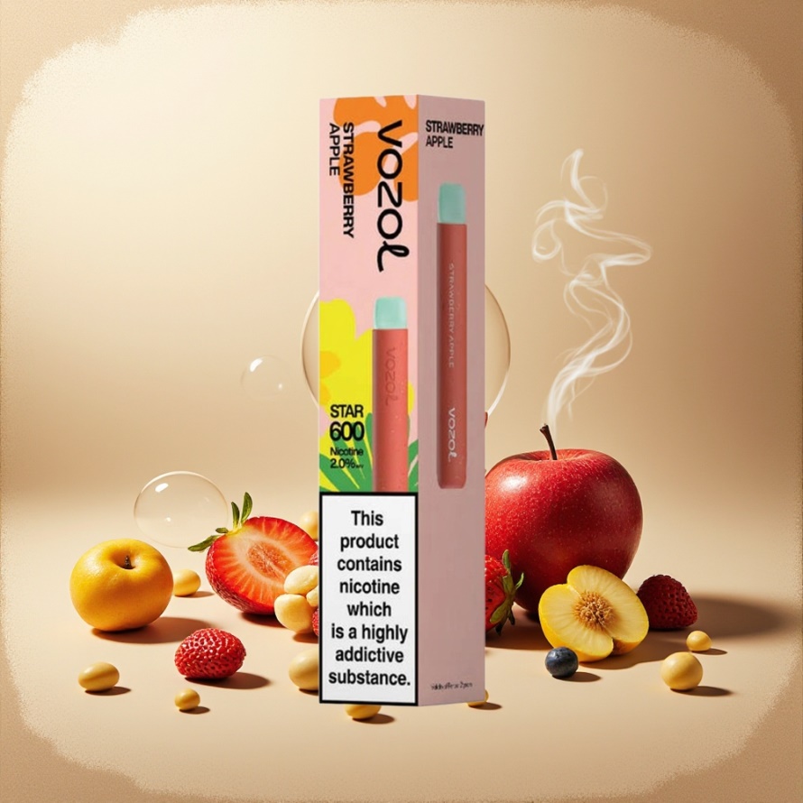 VOZOL STAR 600 Engångs Vape Jordgubb Äpple 2ML 600 puff 500mAh svensk grossist