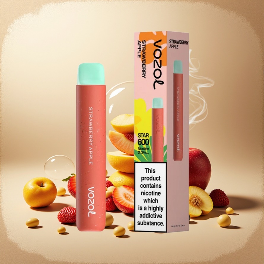 VOZOL STAR 600 Engångs Vape Jordgubb Äpple 2ML 600 puff 500mAh svensk grossist