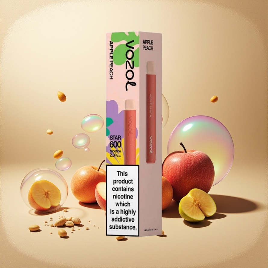 VOZOL STAR 600 Engångsvape Äpple Persika 600 Puff 2ML 500mAh Mesh Coil svensk grossist