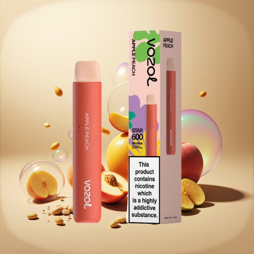 VOZOL STAR 600 Engångsvape Äpple Persika 600 Puff 2ML 500mAh Mesh Coil svensk grossist