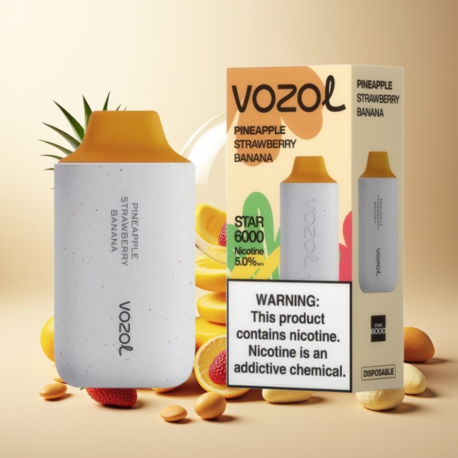 VOZOL STAR 6000 Engångs Vape Ananas Jordgubb Banan 14ML 6000 puff svensk grossist