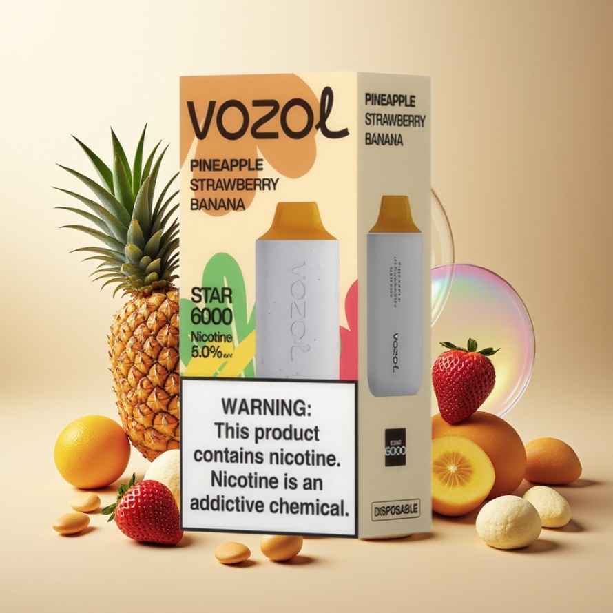 VOZOL STAR 6000 Engångs Vape Ananas Jordgubb Banan 14ML 6000 puff svensk grossist