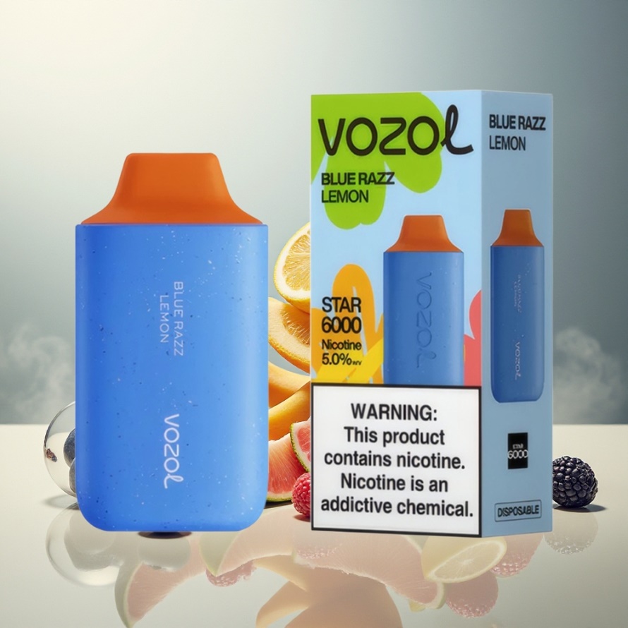 VOZOL STAR 6000 Engångs Vape Blå Hallon Citron 14ML 6000 Puff svensk grossist