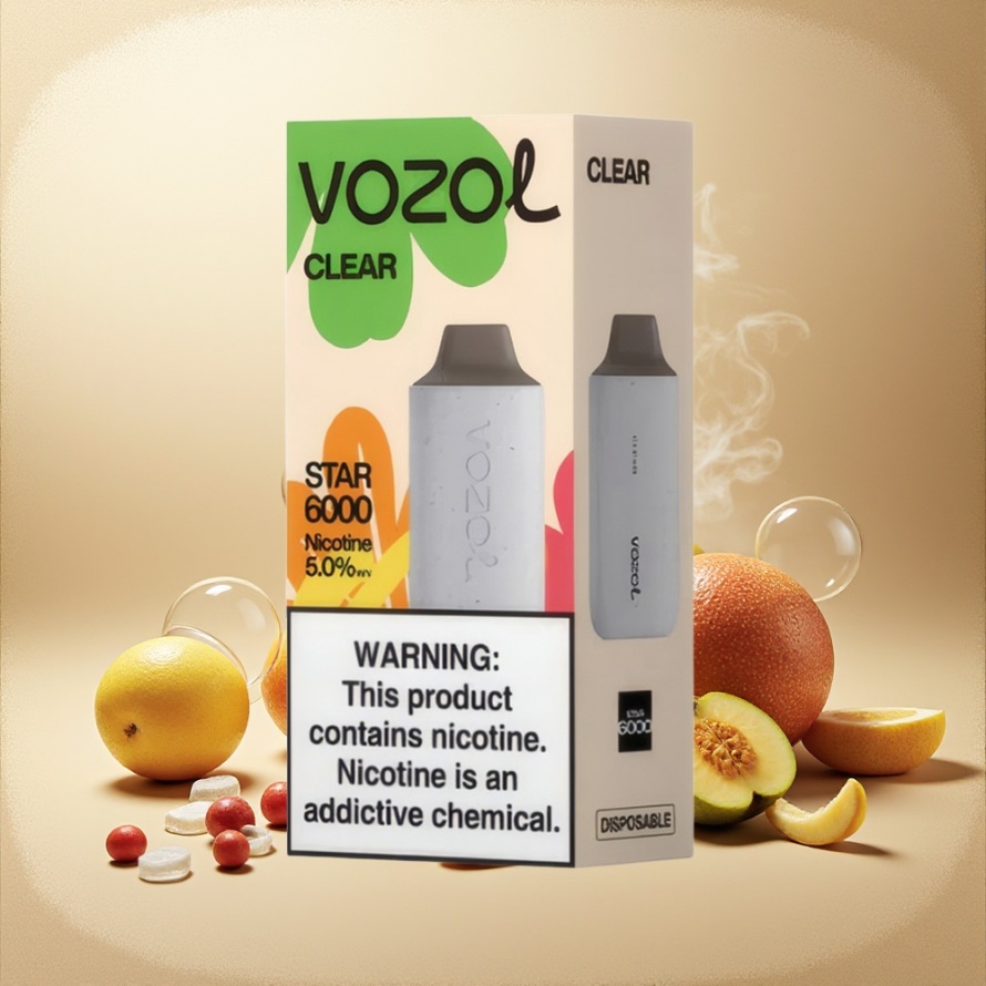 VOZOL STAR 6000 Engångs Vape Clear Svensk Grossist 65% PCR Typ-C 14ML 6000 Puffar
