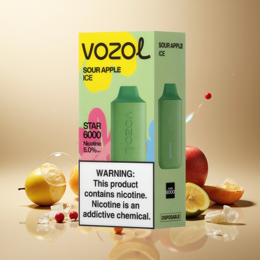 VOZOL STAR 6000 Engångs Vape Sur Äpple Is 14ML 6000 Puff 50mg/ml Nikotin Svensk Grossist