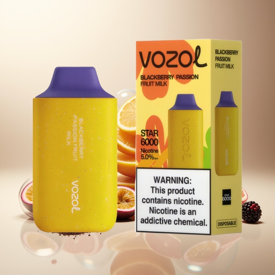 VOZOL STAR 6000 Engångs Vape Svartbär & Passionfrukt Mjölk 14ML Type-C 6000 Puffs svensk grossist