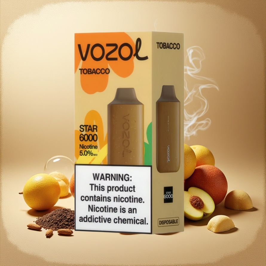 VOZOL STAR 6000 Engångs Vape Tobak Svensk Grossist – 14ML, 6000 Puffar, Typ-C Laddning
