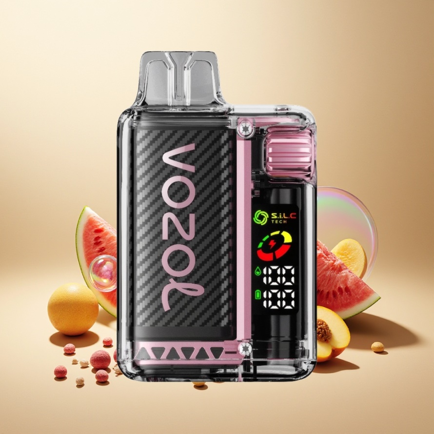 VOZOL Vista 20000 Puffs Svensk Grossist Återanvändbar E-Cigg med 6-nivå Wattjustering & S.i.L.C Tech Dual Mesh Coil - Persika Mango Vattenmelon