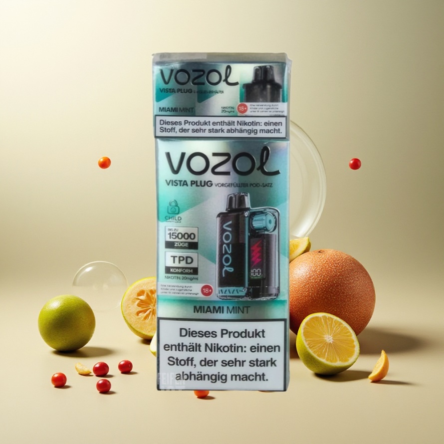 VOZOL VISTA PLUG 6000/10000 Engångs Vape Miami Mynta – Svensk Grossist – 26 Smaker, 360° Smakfrihet, 650mAh Batteri