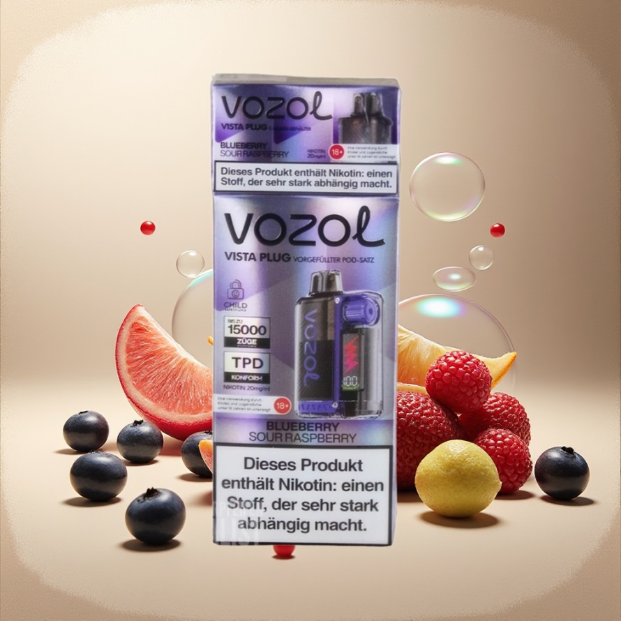 VOZOL VISTA PLUG 6000/10000 Svensk Grossist Engångs Vape Blåbär Sur Hallon med 360° Smakfrihet & 650mAh Batteri