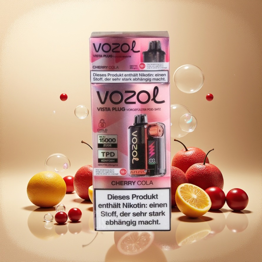 VOZOL VISTA PLUG 6000/10000 Svensk Grossist Engångs Vape Körsbärs Cola med 360° Smak & 650mAh
